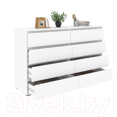 Комод Кортекс-мебель Бари 160 8ш (белый/белый/белый)