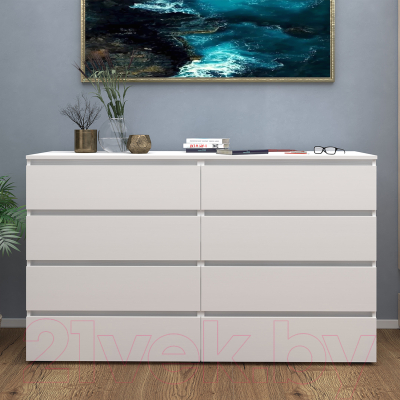 Комод Кортекс-мебель Бари 160 8ш (белый/белый/белый)