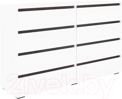 Комод Кортекс-мебель Бари 160 8ш (белый/белый/береза) - фото