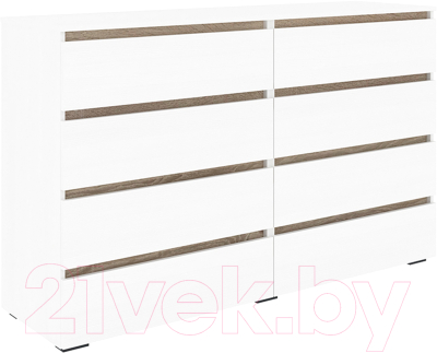 Комод Кортекс-мебель Бари 160 8ш (белый/белый/дуб сонома) - фото