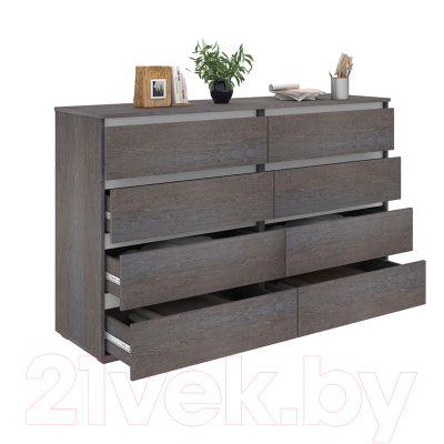 Комод Кортекс-мебель Бари 160 8ш (береза/береза/белый)