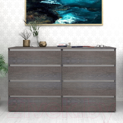 Комод Кортекс-мебель Бари 160 8ш (береза/береза/белый)