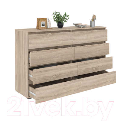 Комод Кортекс-мебель Бари 160 8ш (дуб сонома/дуб сонома/дуб сонома)