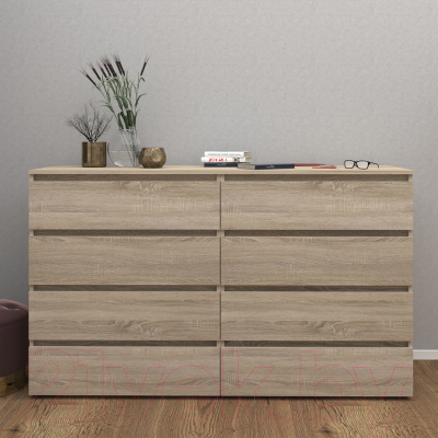 Комод Кортекс-мебель Бари 160 8ш (дуб сонома/дуб сонома/дуб сонома)