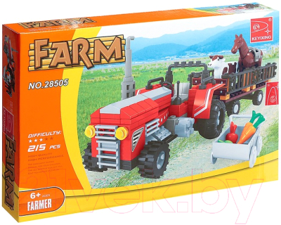 Конструктор Keyixing Трактор с животными / 134021 - фото