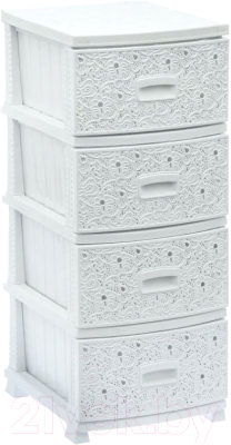 Комод пластиковый Росспласт Декор Ажур 4 яруса - фото