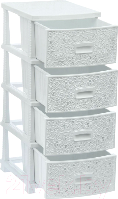 Комод пластиковый Росспласт Декор Ажур 4 яруса