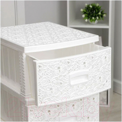 Комод пластиковый Росспласт Декор Ажур 4 яруса