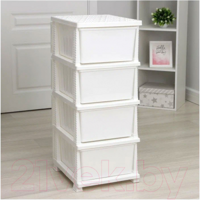 Комод пластиковый Росспласт Декор Ажур 4 яруса