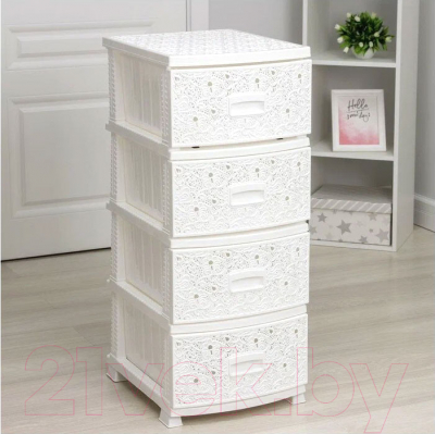 Комод пластиковый Росспласт Декор Ажур 4 яруса