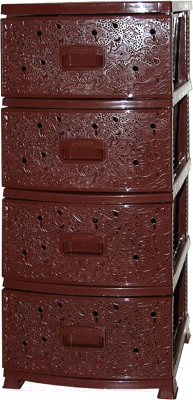 Комод пластиковый Росспласт Декор Ажур 4 яруса (коричневый)