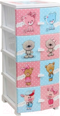 Комод пластиковый Росспласт Декор Друзья 4 яруса - фото