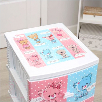 Комод пластиковый Росспласт Декор Друзья 4 яруса