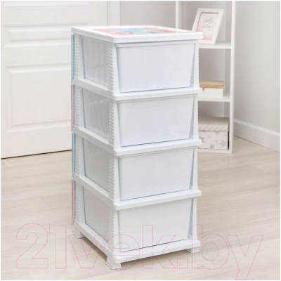 Комод пластиковый Росспласт Декор Друзья 4 яруса