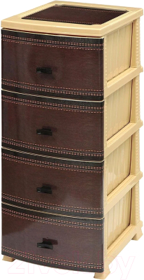 Комод пластиковый Росспласт Декор Кожа 4 яруса - фото