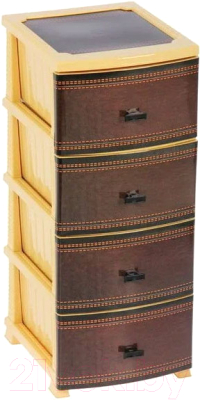 Комод пластиковый Росспласт Декор Кожа 4 яруса