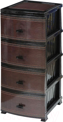 Комод пластиковый Росспласт Декор Кожа 4 яруса - фото