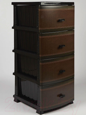 Комод пластиковый Росспласт Декор Кожа 4 яруса