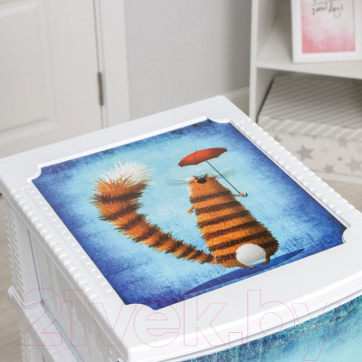 Комод пластиковый Росспласт Декор Кот 4 яруса