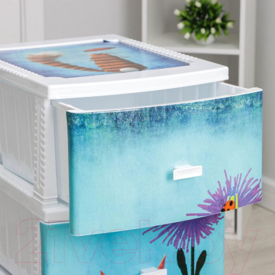 Комод пластиковый Росспласт Декор Кот 4 яруса