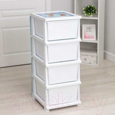 Комод пластиковый Росспласт Декор Кот 4 яруса