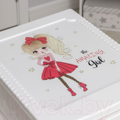 Комод пластиковый Росспласт Декор Красотка Моно 4 яруса (белый)