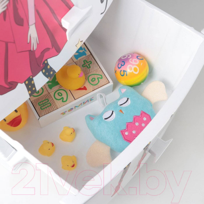 Комод пластиковый Росспласт Декор Красотка Моно 4 яруса (белый)