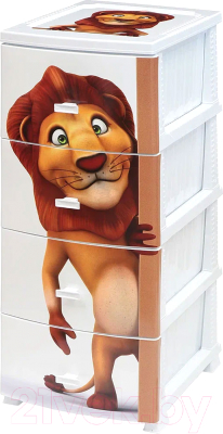 Комод пластиковый Росспласт Декор Лев Моно 4 яруса - фото