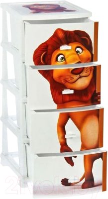 Комод пластиковый Росспласт Декор Лев Моно 4 яруса
