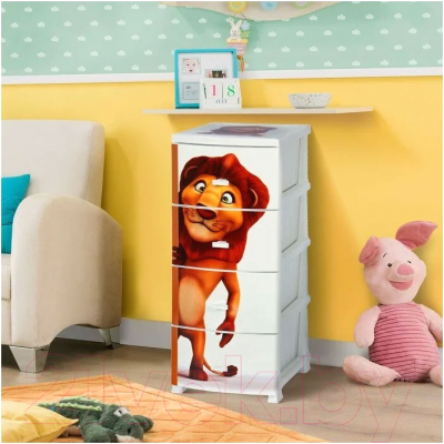 Комод пластиковый Росспласт Декор Лев Моно 4 яруса