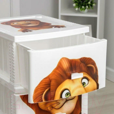 Комод пластиковый Росспласт Декор Лев Моно 4 яруса