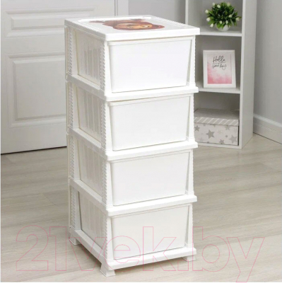 Комод пластиковый Росспласт Декор Лев Моно 4 яруса