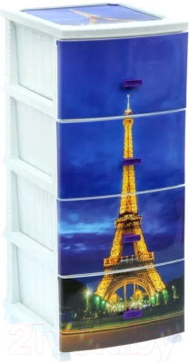 Комод пластиковый Росспласт Декор Париж Моно 4 яруса - фото