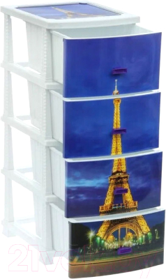 Комод пластиковый Росспласт Декор Париж Моно 4 яруса