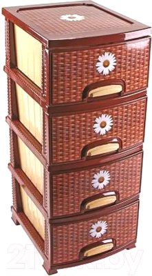 Комод пластиковый Росспласт Декор Плетенка 4 яруса - фото
