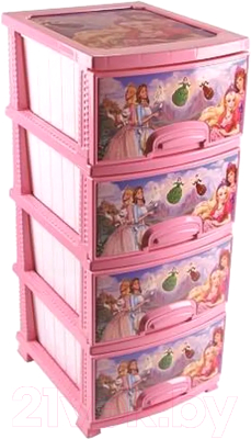 Комод пластиковый Росспласт Декор Принцесса 4 яруса - фото