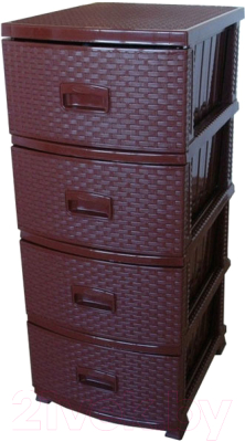 Комод пластиковый Росспласт Декор Ротанг 4 яруса - фото