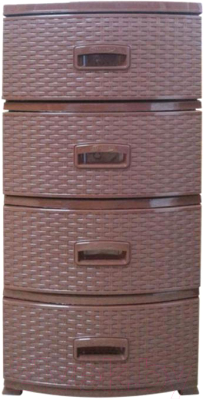 Комод пластиковый Росспласт Декор Ротанг 4 яруса