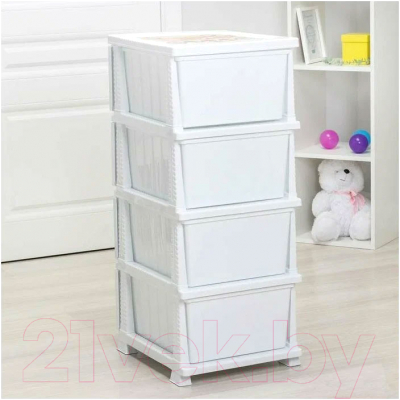 Комод пластиковый Росспласт Декор Совушки 4 яруса