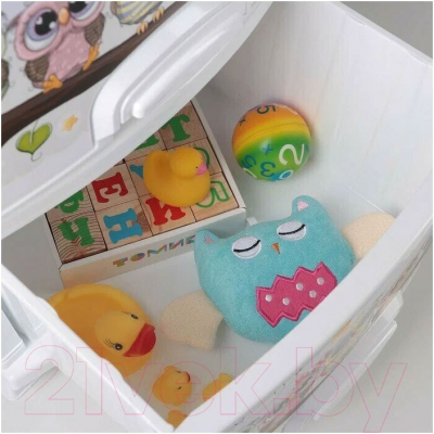 Комод пластиковый Росспласт Декор Совушки 4 яруса