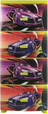 Комод пластиковый Росспласт Декор Спорткар 4 яруса