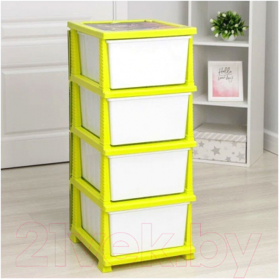 Комод пластиковый Росспласт Декор Спорткар 4 яруса