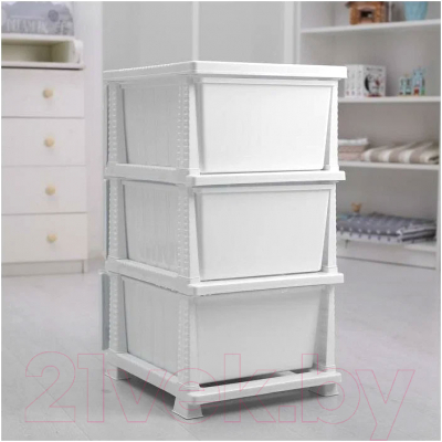 Комод пластиковый Росспласт Дельфин 3 яруса
