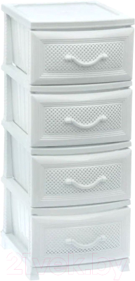 Комод пластиковый Росспласт Дельфин 4 яруса (белый) - фото