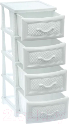 Комод пластиковый Росспласт Дельфин 4 яруса (белый)