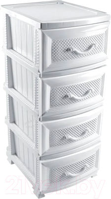 Комод пластиковый Росспласт Дельфин 4 яруса (белый)