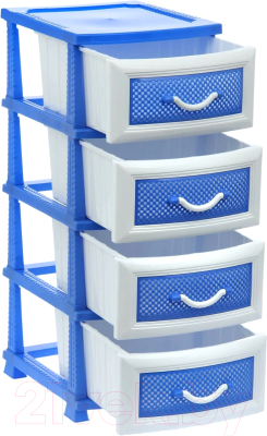 Комод пластиковый Росспласт Дельфин 4 яруса (голубой)