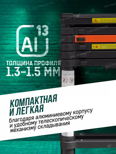 Телескопическая лестница RockForce RF-UP200-2(56437)