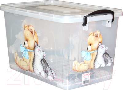 Контейнер для хранения Росспласт Мишка и Котёнок
