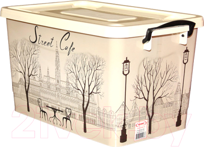 Контейнер для хранения Росспласт Уличное Кафе (35л, слоновая кость) - фото